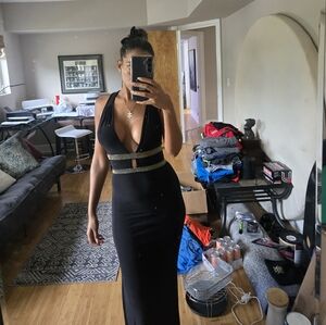 Black Dress with Gold Accents